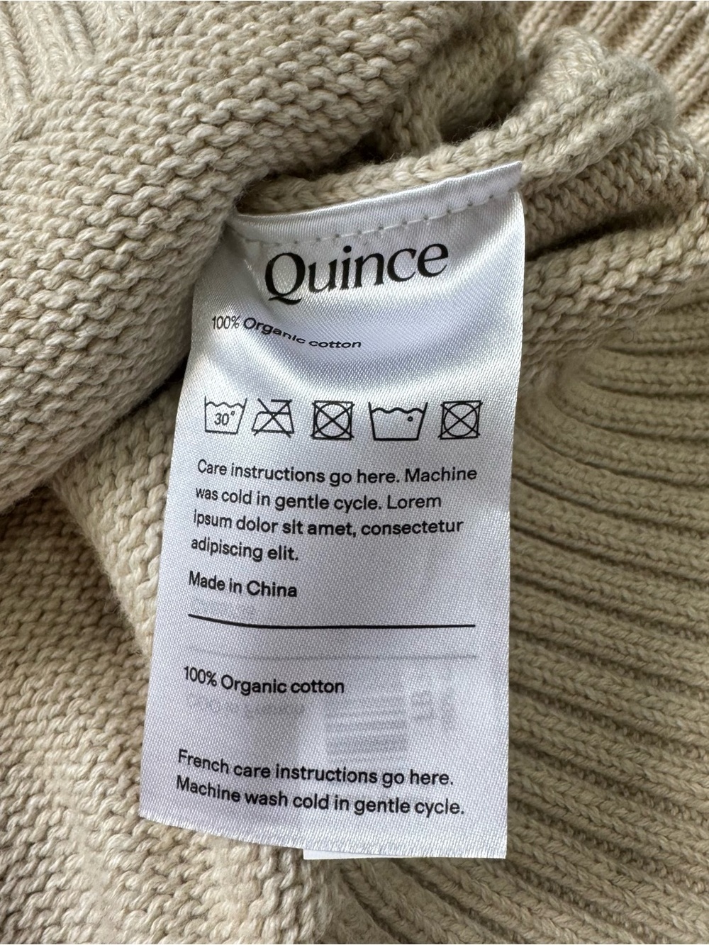 Quince 100% Organic Cotton Boyfriend Crew Sweater Women’s Medium Speckled Beige - Picture 5 of 7